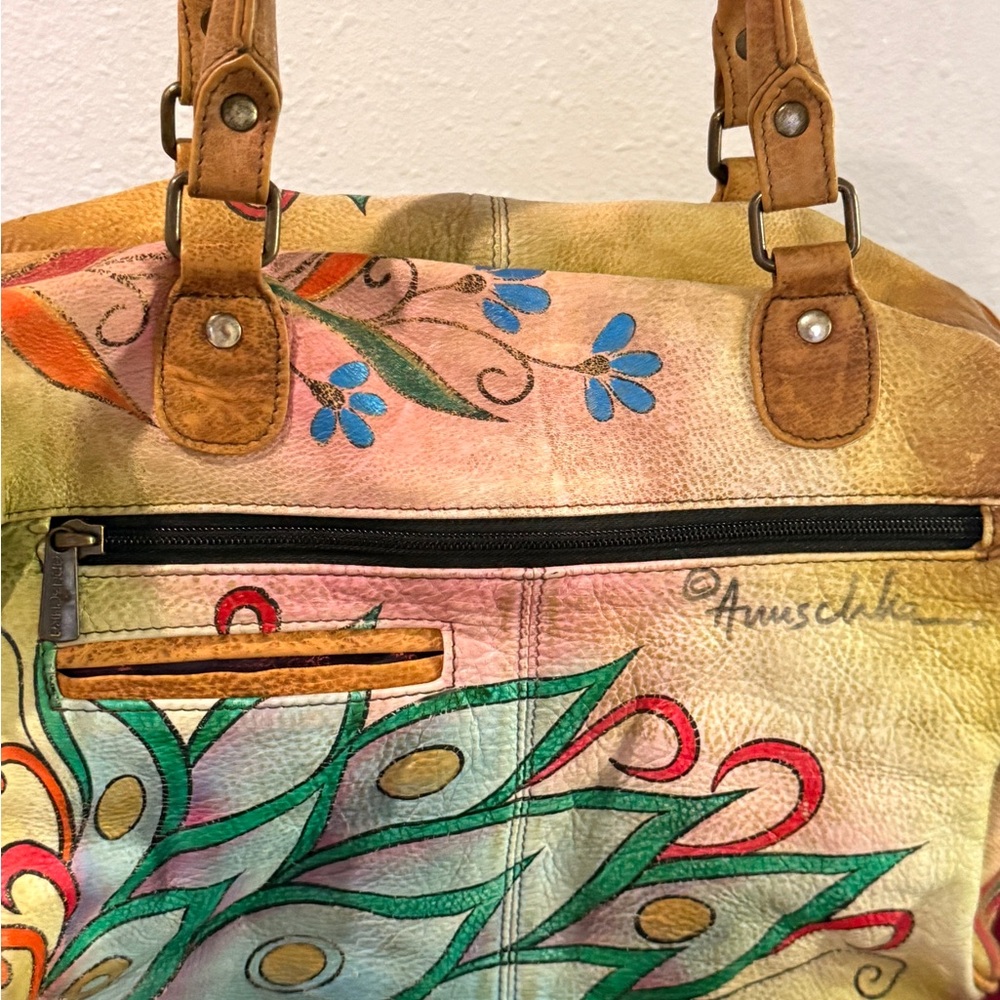 Anuschka Artistic Floral Leather Shoulder Bag